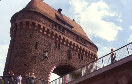 an old town tower over the Main River